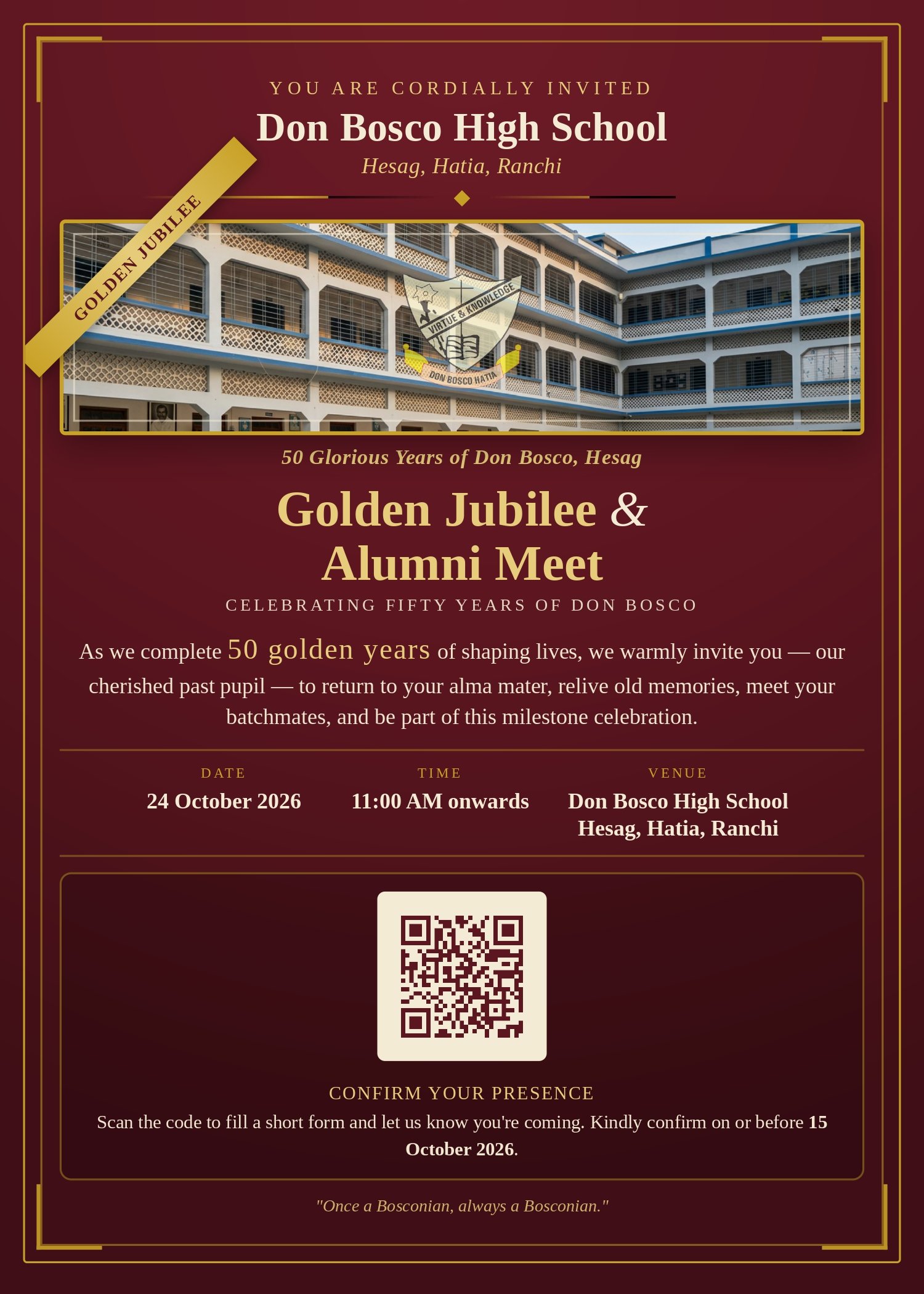 Don Bosco Golden Jubilee Registration Form